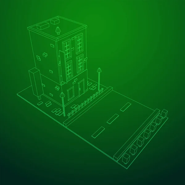 Концепція Міського Будівництва Нерухомості Рамка Низькою Полі Сіткою Векторні Ілюстрації — стоковий вектор