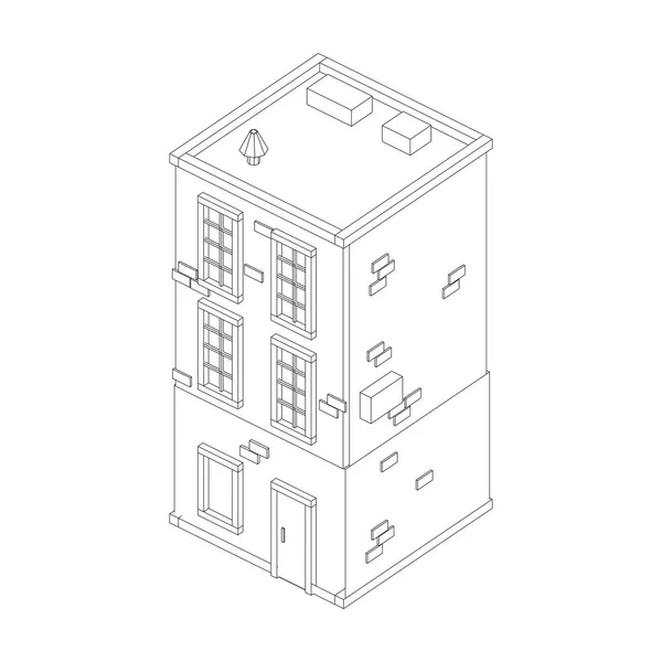 Budování Nemovitostí Městě Obrázek Vektoru Nízkým Poly Mesh — Stockový vektor