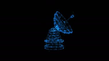 Radar. Uydu antenli yön telsizi. Astronomi radyo teleskobu. Kablo çerçevesi düşük polimetik ağ teknolojisi. 4K FullHD ve HD videolarda kullanılabilir