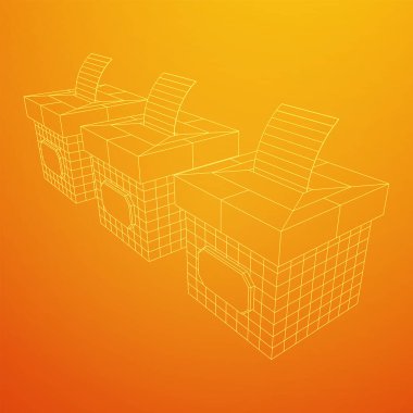 Oy pusulası kağıdıyla birlikte. Kablo çerçevesi düşük poli ağ vektör çizimi.