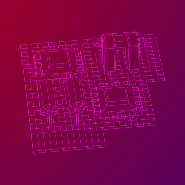 Circuito Componenti Elettronici Del Computer Scheda Madre Microchip Semiconduttore Diodo — Vettoriale Stock