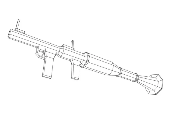 Panzerabwehrrakete Angetriebener Granatenwerfer Rpg Illustration Eines Drahtgittervektors Mit Niedrigem Poly — Stockvektor