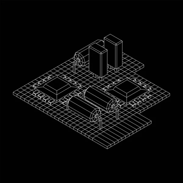 Leiterplatte Elektronische Computerkomponenten Motherboard Halbleiter Mikrochip Diode Hardware Teile Illustration — Stockvektor