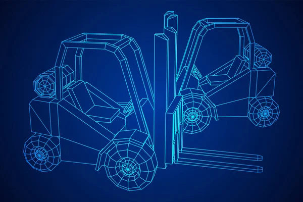 Nákladní Vůz Vysokozdvižného Vozíku Obrázek Vektoru Nízkým Poly Mesh — Stockový vektor