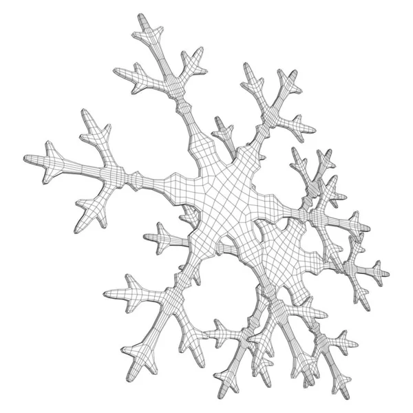 Sneeuwvlok Winter Kerst Vallende Sneeuw Wireframe Laag Poly Mesh Vector — Stockvector