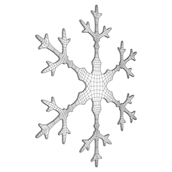 Snöflinga Vinter Jul Faller Snö Wireframe Låg Poly Mesh Vektor — Stock vektor