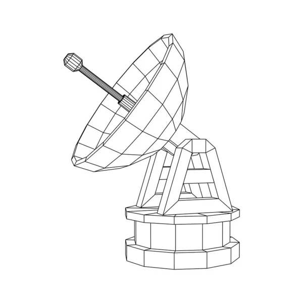 Радар Напрямна Радіо Антена Супутниковою Тарілкою Астрономічний Радіотелескоп Рамка Низькою — стоковий вектор