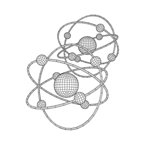 Atom Bolygómodellje Atommaggal Elektronokkal Melyek Keringési Pályán Forognak Nukleáris Nanotechnológia — Stock Vector