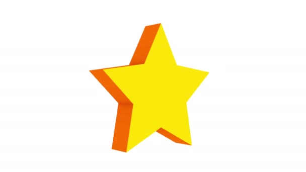 Желтая Плоская Трехмерная Звезда Вращается Концепция Успеха Побед Доступно Форматах — стоковое видео