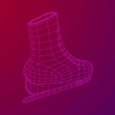 Klasik buz pateni sportif ekipman. Kablo çerçevesi düşük poli ağ vektör çizimi.