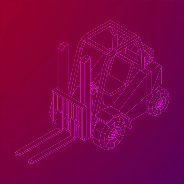 Φορτηγό Ανυψωτήρα Ανυψωτήρα Wireframe Απεικόνιση Φορέων Χαμηλού Πολυ Πλέγματος — Διανυσματικό Αρχείο