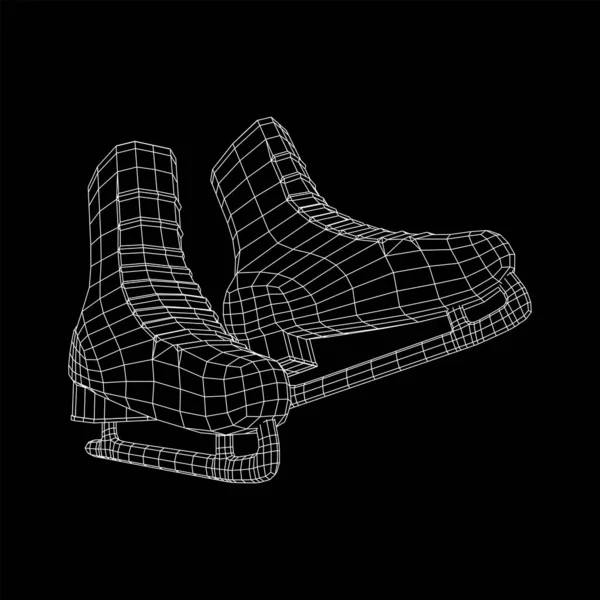 Klassieke Ijscoëfficiënt Schaatst Sportuitrusting Wireframe Laag Poly Mesh Vector Illustratie — Stockvector