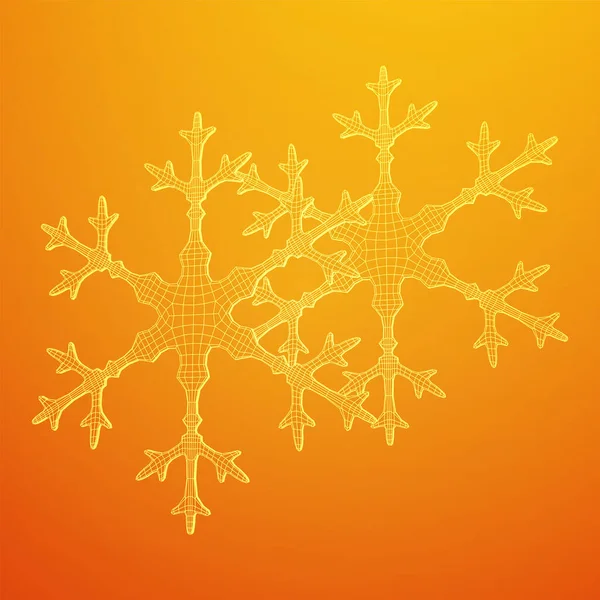 Snowflake Χειμώνα Χριστούγεννα Πτώση Χιόνι Wireframe Χαμηλή Πολυ Πλέγμα Διανυσματική — Διανυσματικό Αρχείο