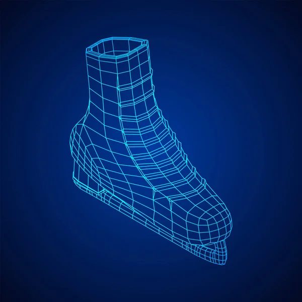 Klassisk Skridskoåkning Sportutrustning Wireframe Låg Poly Mesh Vektor Illustration — Stock vektor