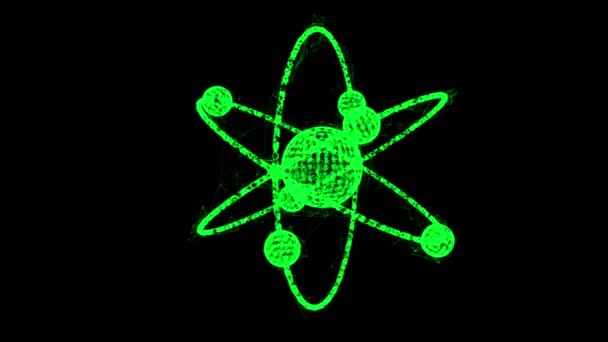 Planetair model van atoom met kern en elektronen — Stockvideo