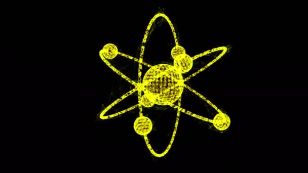 Планетарна модель атома з ядром та електронами — стокове відео