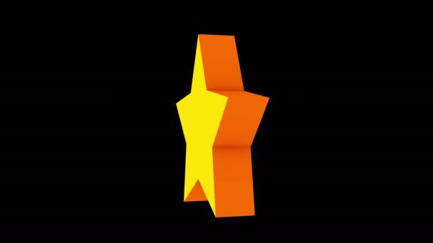 Amarillo plana estrella 3d rotar. — Vídeo de stock