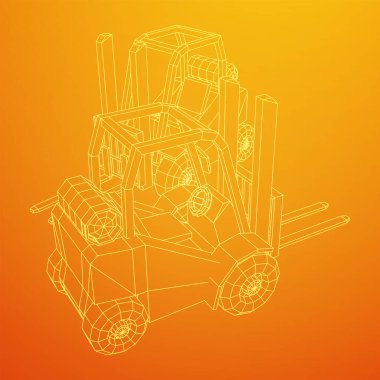 Forklift Yükleyici Kamyonu. Kablo çerçeve çizimi.