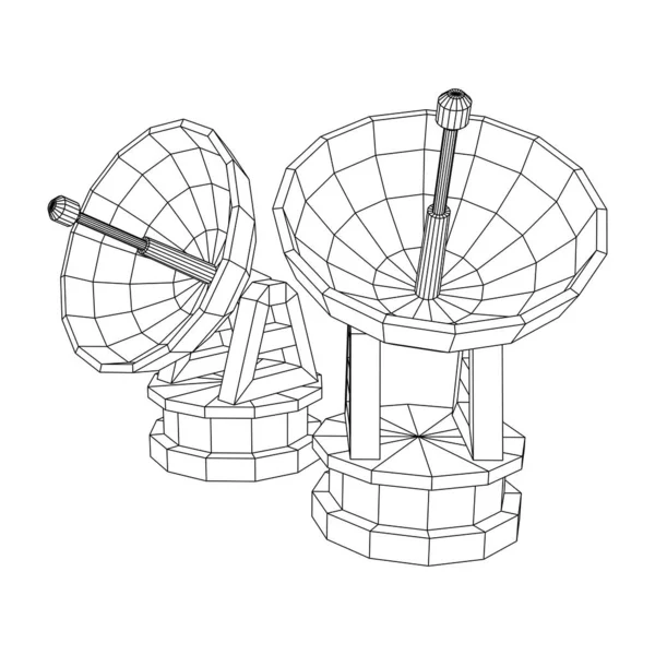 Радар. Спрямована радіоантена з супутниковою тарілкою — стоковий вектор