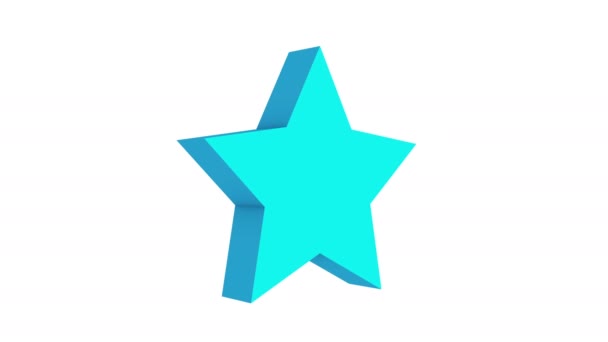 Blue flat 3d star rotate. — Stock Video