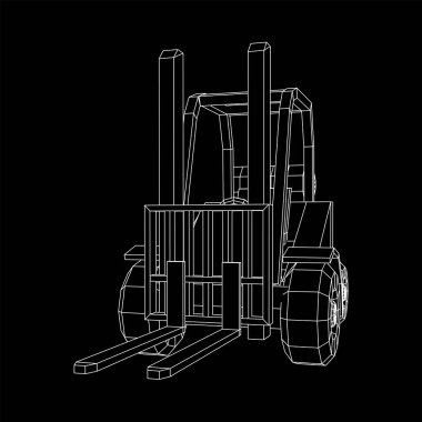Forklift Yükleyici Kamyonu. Kablo çerçeve çizimi.