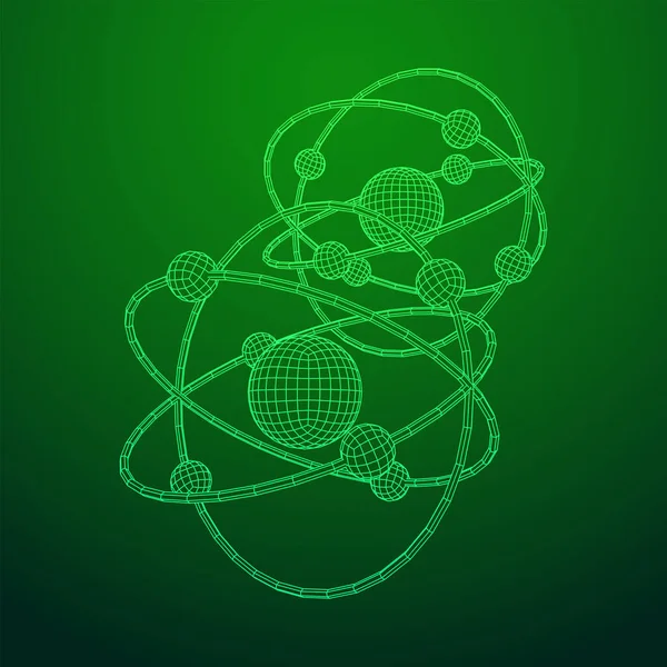 Modèle planétaire d'atome avec noyau et électrons — Image vectorielle