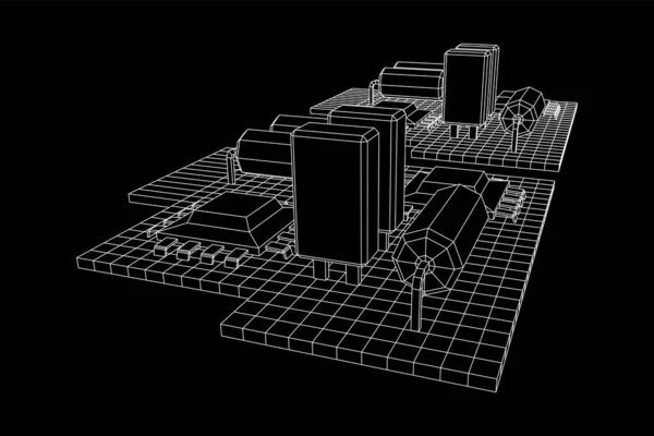 Devre kartı. Elektronik bilgisayar parçaları ana kart. — Stok Vektör