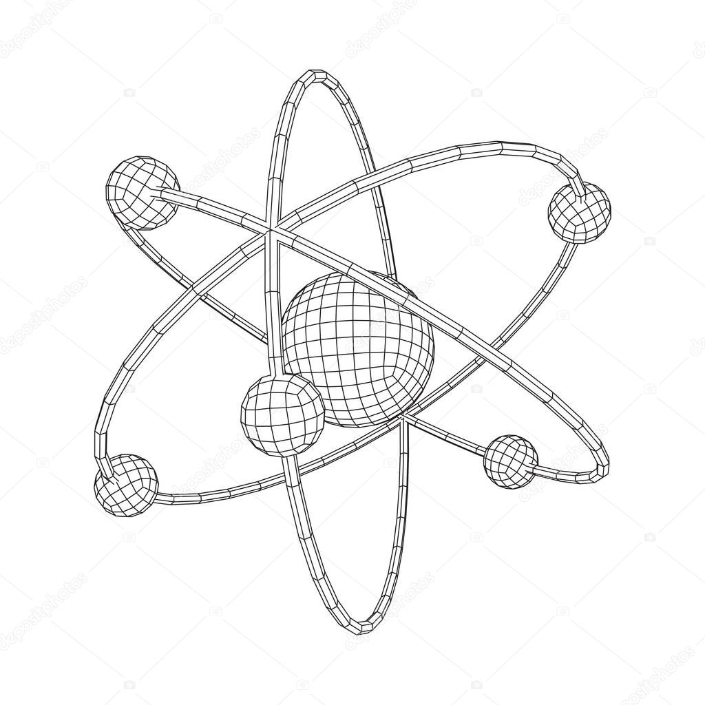 Planetary model of atom with nucleus and electrons