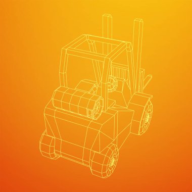 Forklift Yükleyici Kamyonu. Kablo çerçeve çizimi.