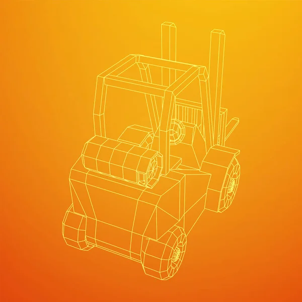 Gabelstapler Hubwagen. Drahtgestell-Illustration. — Stockvektor