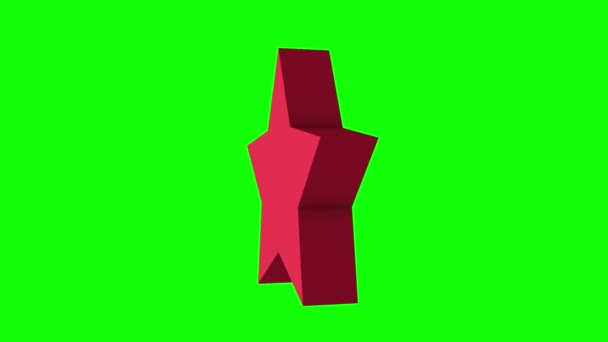 Red flat 3d star rotate. — Stock Video
