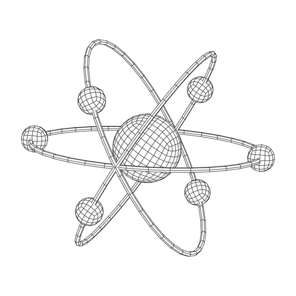 Modelo planetário de átomo com núcleo e elétrons — Vetor de Stock