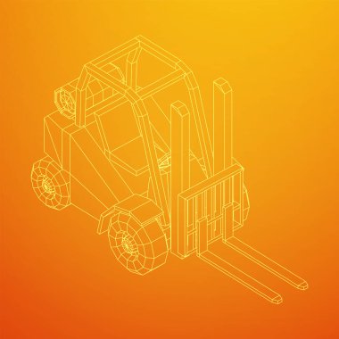Forklift Yükleyici Kamyonu. Kablo çerçeve çizimi.