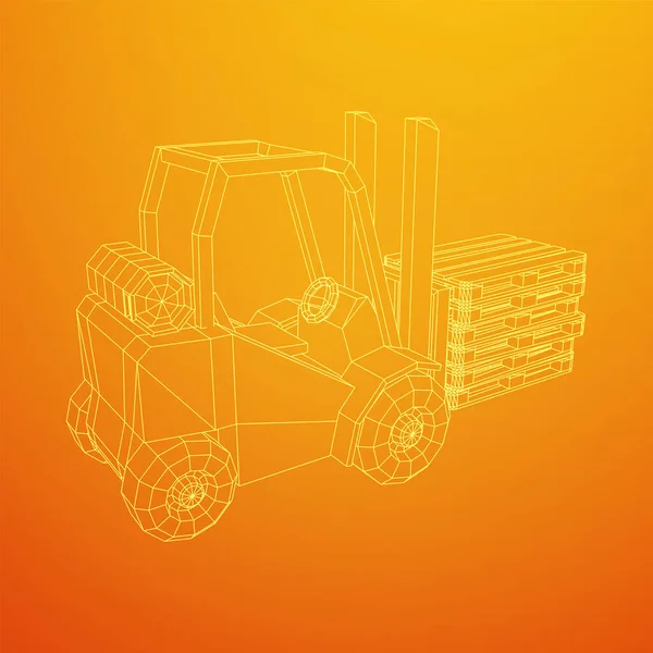Φορτηγό ανυψωτήρα ανυψωτήρα με παλέτα φορτίου για αποθήκη. — Διανυσματικό Αρχείο