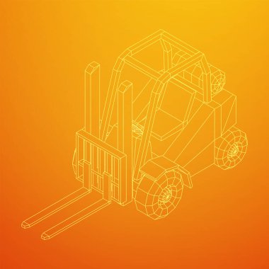 Forklift Yükleyici Kamyonu. Kablo çerçeve çizimi.