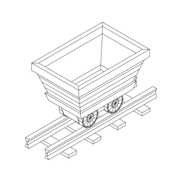 Mine de chariot sur rails vecteur — Image vectorielle