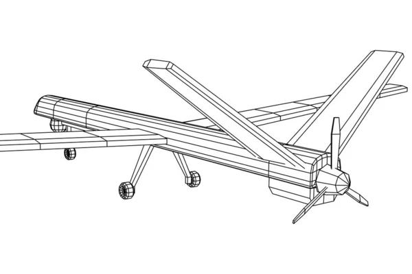 Vehículo aéreo no tripulado de combate con drones militares — Archivo Imágenes Vectoriales