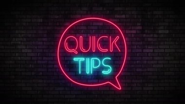 Neon Quick İpuçları ve tuğla duvarda konuşma balonu