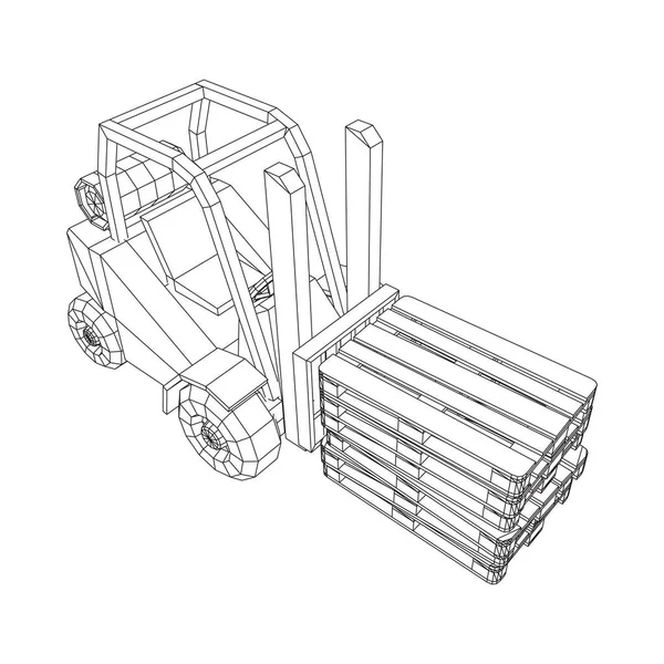 Carretilla elevadora Carretilla elevadora con plataforma de carga para almacén. — Vector de stock