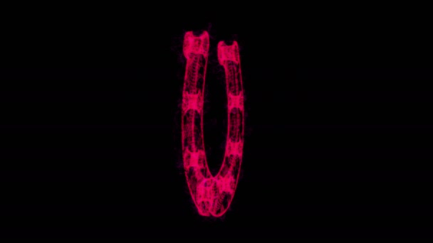 Horseshoe symboliseert geluk. Wireframe technologie met laag poly mesh. — Stockvideo