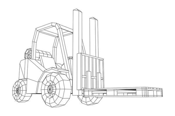 Truck med gaffeltruck med lastpall för lager. — Stock vektor