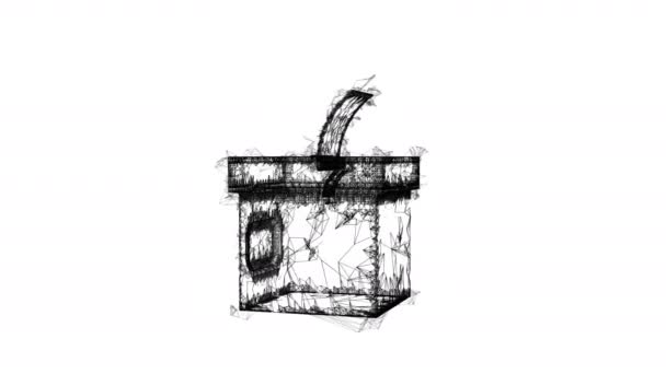 Ballot box with Ballot paper. Wireframe mesh — Stock Video