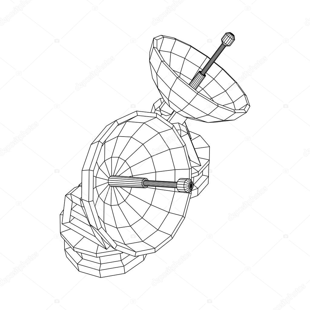 Radar. Directional radio antenna with satellite dish