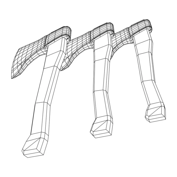 Trä-Hatchet-yxa. Träbearbetning eller timmerhuggare — Stock vektor
