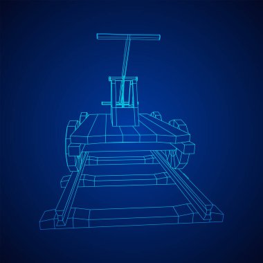 El arabası taşımacılığı. Draisine ya da demiryolu aracı. Kablo çerçevesi düşük poli ağ vektör çizimi.