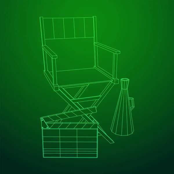 Židle Režiséra Pracovišti Obrázek Vektoru Nízkým Poly Mesh — Stockový vektor