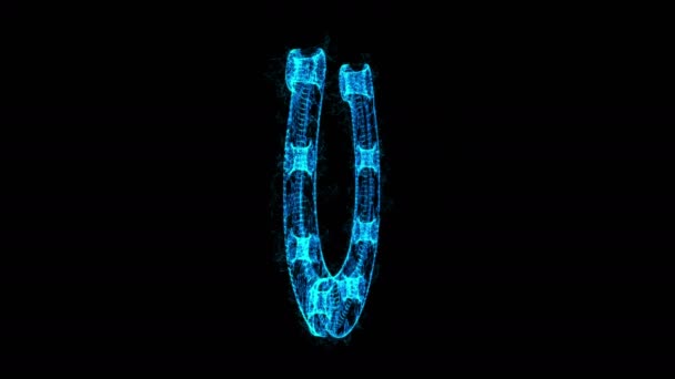 Horseshoe Symbolizes Good Luck Wireframe Low Poly Mesh Technology Available — Stock Video