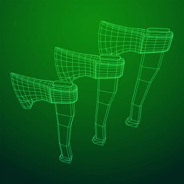 Tahta Balta Baltası. Ahşap işçiliği ya da oduncu. Kablo çerçevesi düşük poli ağ vektör çizimi.