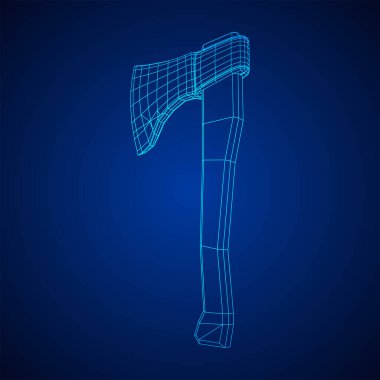 Tahta Balta Baltası. Ahşap işçiliği ya da oduncu. Kablo çerçevesi düşük poli ağ vektör çizimi.