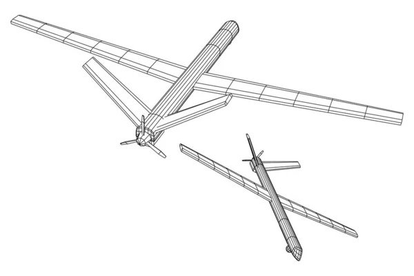 Militaire drone vecht onbemand luchtvoertuig — Stockvector